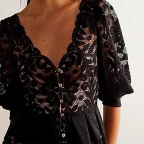 Free people shadow dance midi black and pink lace NWT - Picture 3 of 5